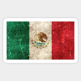 Vintage Aged and Scratched Mexican Flag Sticker